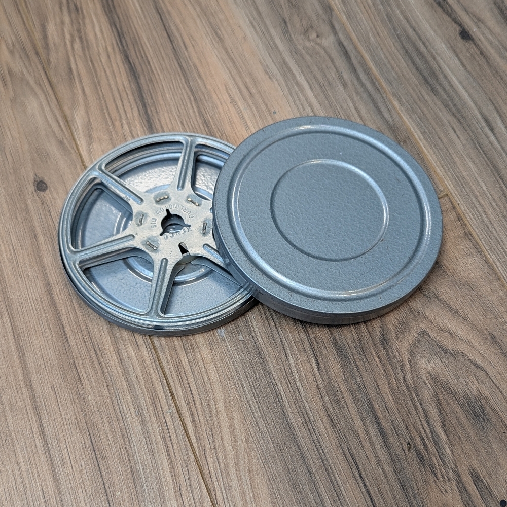 Vintage Film Reel Canister, Silver, Small